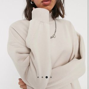 Bershka tan high neck sweatshirt
